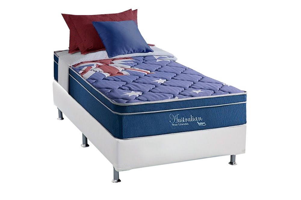 Cama Box : Colchão Molas Ensacadas Anjos Australian + Base CRC Corano White 