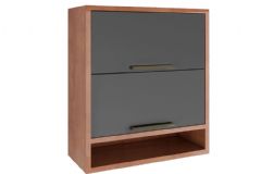 Armário Aéreo Cozinha Ronipa Syrah Nicho c/2 Portas Basculante 80cm - Castanho/Chumbo