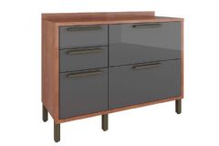 Balcão Cozinha Ronipa c/Tampo Syrah c/2 Portas e 3 Gavetas 120cm - Castanho/Chumbo