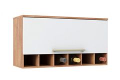 Armário Aéreo Cozinha Ronipa Nápoli Prime Geladeira Adega c/1 Porta Basculante 80cm - Castanho/Branco