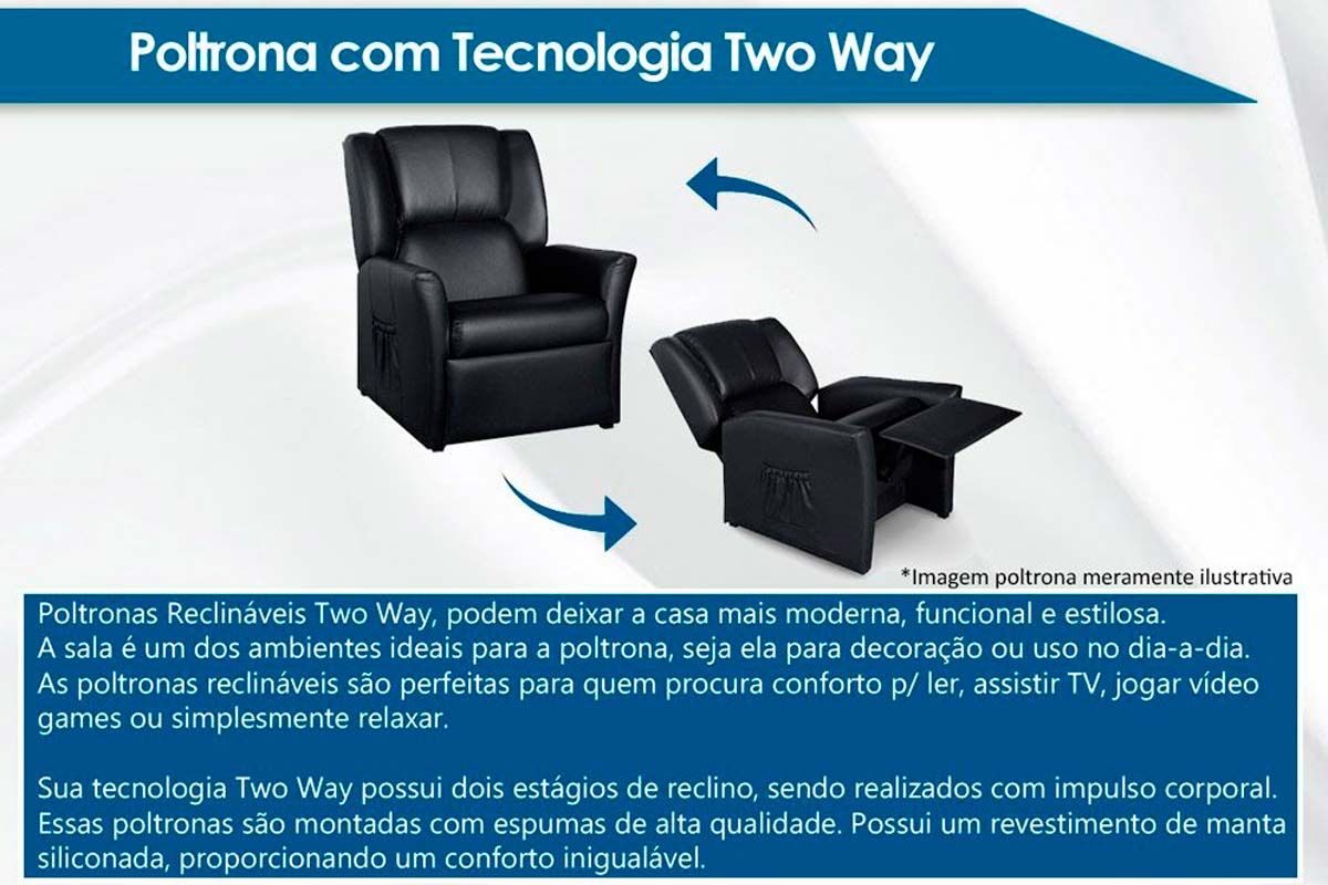 Poltrona Reclinável p/ Sala MH 1237 Two Way c/Pés Herval Poltrona Reclinável p/ Sala MH 1237 Two Way c/Pés Herval