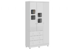 Guarda Roupa Infantil c/ 3 Portas (2 Cristal) e 3 Gavetas Uli - Peroba