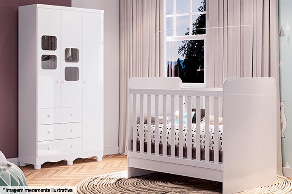 Guarda Roupa Infantil c/3 Portas (2 Cristal) e 3 Gavetas Uli Peroba Guarda Roupa Infantil c/3 Portas (2 Cristal) e 3 Gavetas Uli Peroba