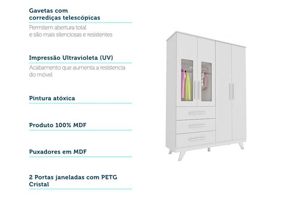 Guarda Roupa Infantil c/4 Portas (2 Cristal) e 4 Gavetas Retrô Peroba Guarda Roupa Infantil c/4 Portas (2 Cristal) e 4 Gavetas Retrô Peroba