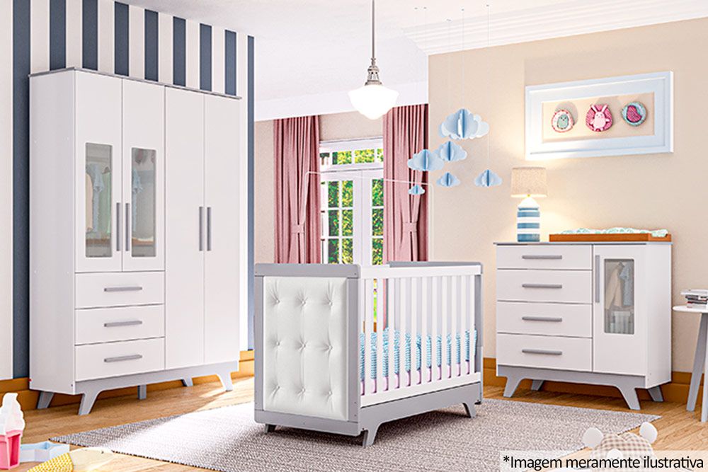 Multiuso de Quarto Bebê Kit Capitonê Corano p/ Berço Elô - Peroba
