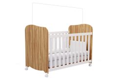 Berço Infantil Uli Peroba - Branco/Amendoa