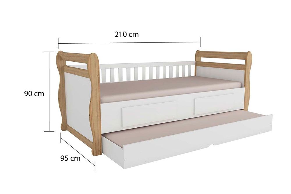 Cama Solteiro de Babá Maria c/2 Gavetas e Auxiliar Peroba Cama Solteiro de Babá Maria c/2 Gavetas e Auxiliar Peroba
