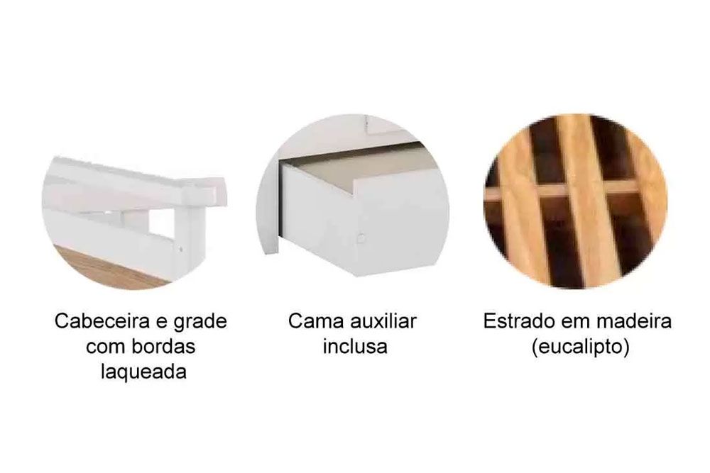 Cama Solteiro de Babá Maria c/2 Gavetas e Auxiliar Peroba Cama Solteiro de Babá Maria c/2 Gavetas e Auxiliar Peroba