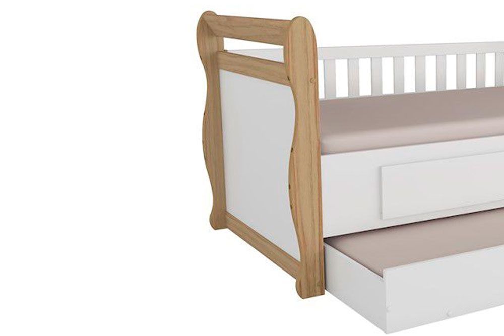Cama Solteiro de Babá Maria c/2 Gavetas e Auxiliar Peroba Cama Solteiro de Babá Maria c/2 Gavetas e Auxiliar Peroba
