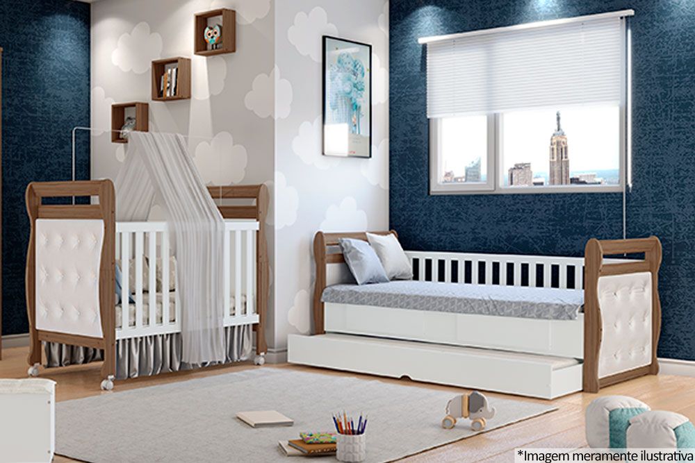 Cama Solteiro de Babá Maria c/2 Gavetas e Auxiliar Peroba Cama Solteiro de Babá Maria c/2 Gavetas e Auxiliar Peroba