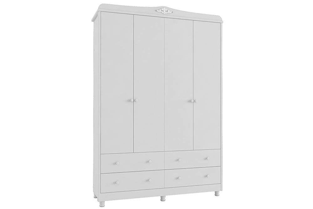 Guarda Roupa Infantil Elô c/4 Portas e 4 Gavetas Peroba