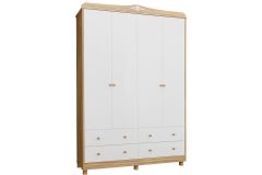 Guarda Roupa Infantil Elô c/4 Portas e 4 Gavetas Peroba - Branco/Amendoa