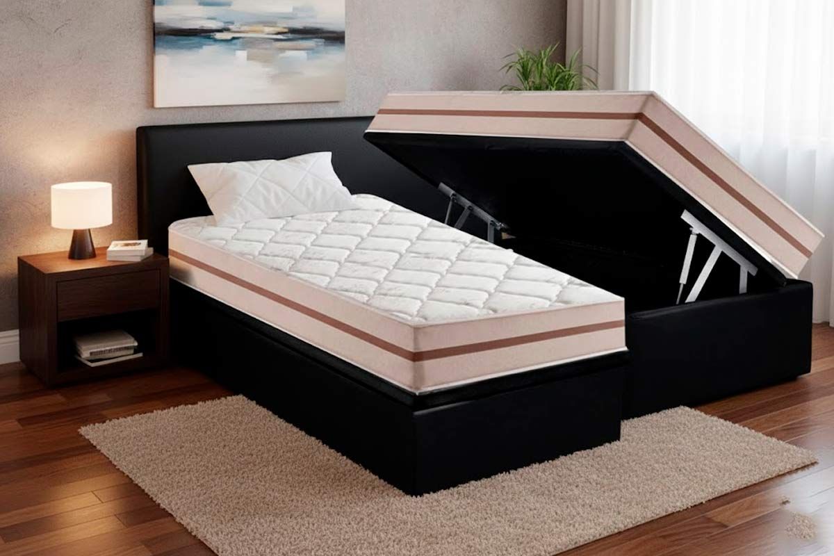 Cama Box Baú CRC +Colchão Molas Classic Anjos