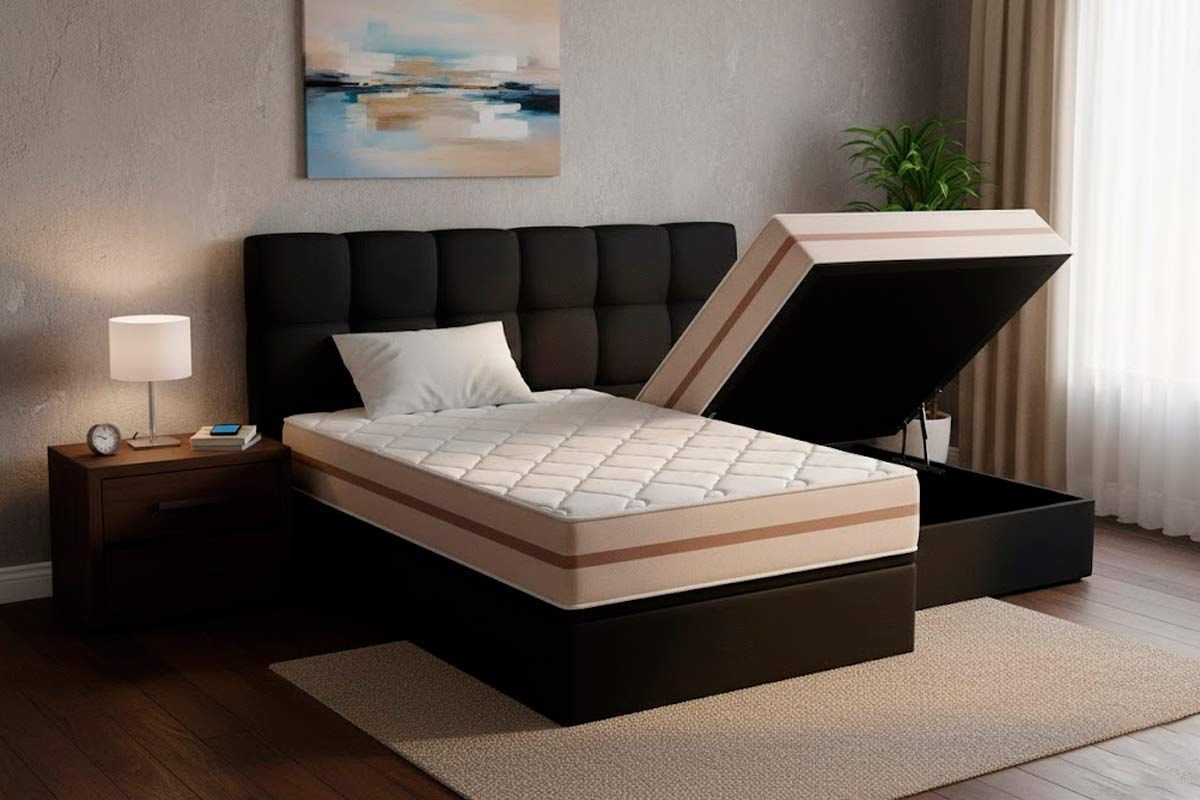 Cama Box Baú CRC +Colchão Molas Classic Anjos