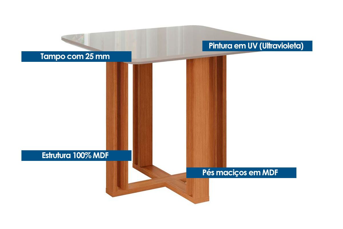 Mesa Jantar Flora c/Tampo MDF 95cm Cimol Mesa Jantar Flora c/Tampo MDF 95cm Cimol