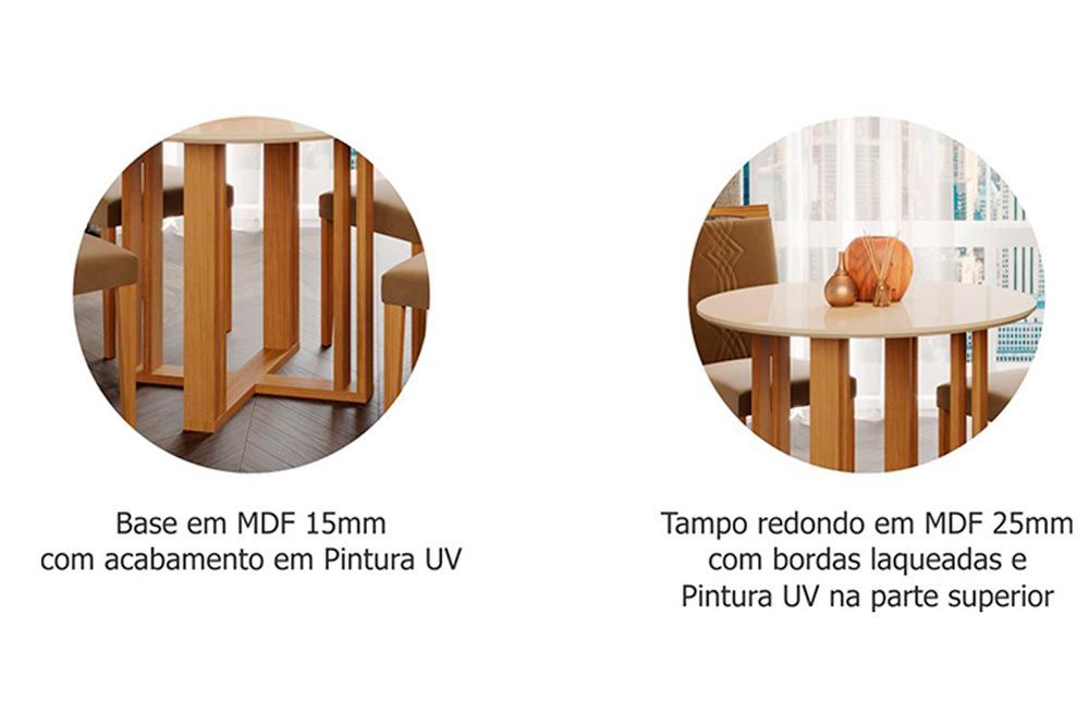 Mesa Jantar Flora c/Tampo Madeirado 109cm Cimol Mesa Jantar Flora c/Tampo Madeirado 109cm Cimol