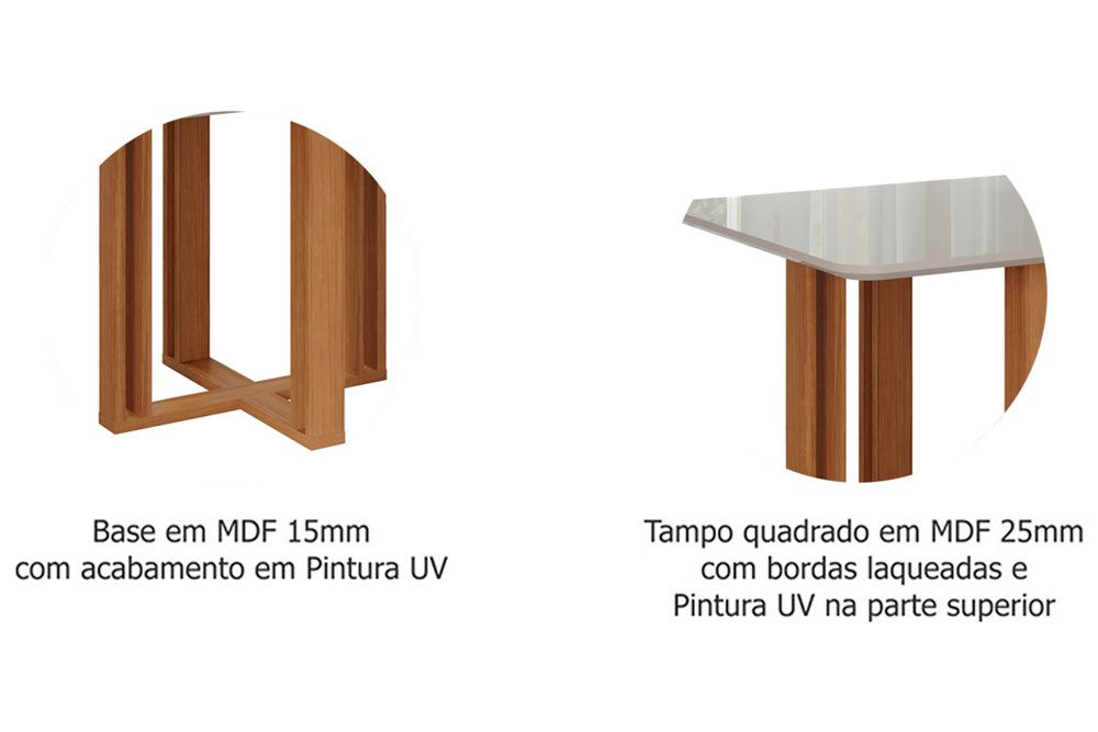 Sala Jantar Mesa Flora c/ Tampo Madeirado 95x95cm e 4 Cadeiras Fernanda - Cimol