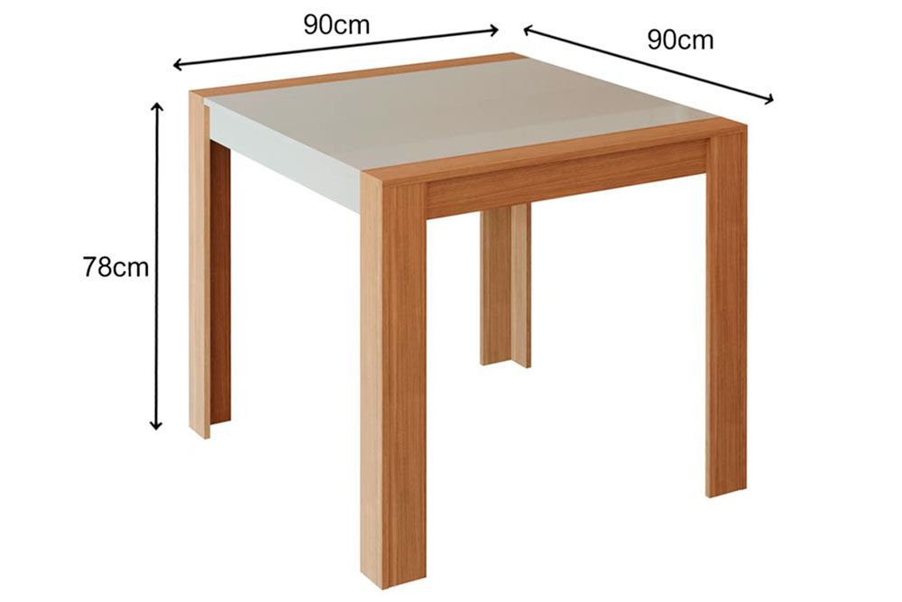 Sala Jantar Mesa Grace c/ Tampo Madeirado 90x90cm e 4 Cadeiras Maia - Cimol
