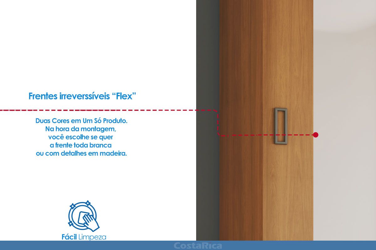 Guarda Roupa Solteiro 2 Portas de Correr e 4 Gavetas c/Pés Briz BE25 Henn