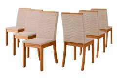 Cadeira Jantar Isa Kit 6 Un Henn - Nature/Linho Bege