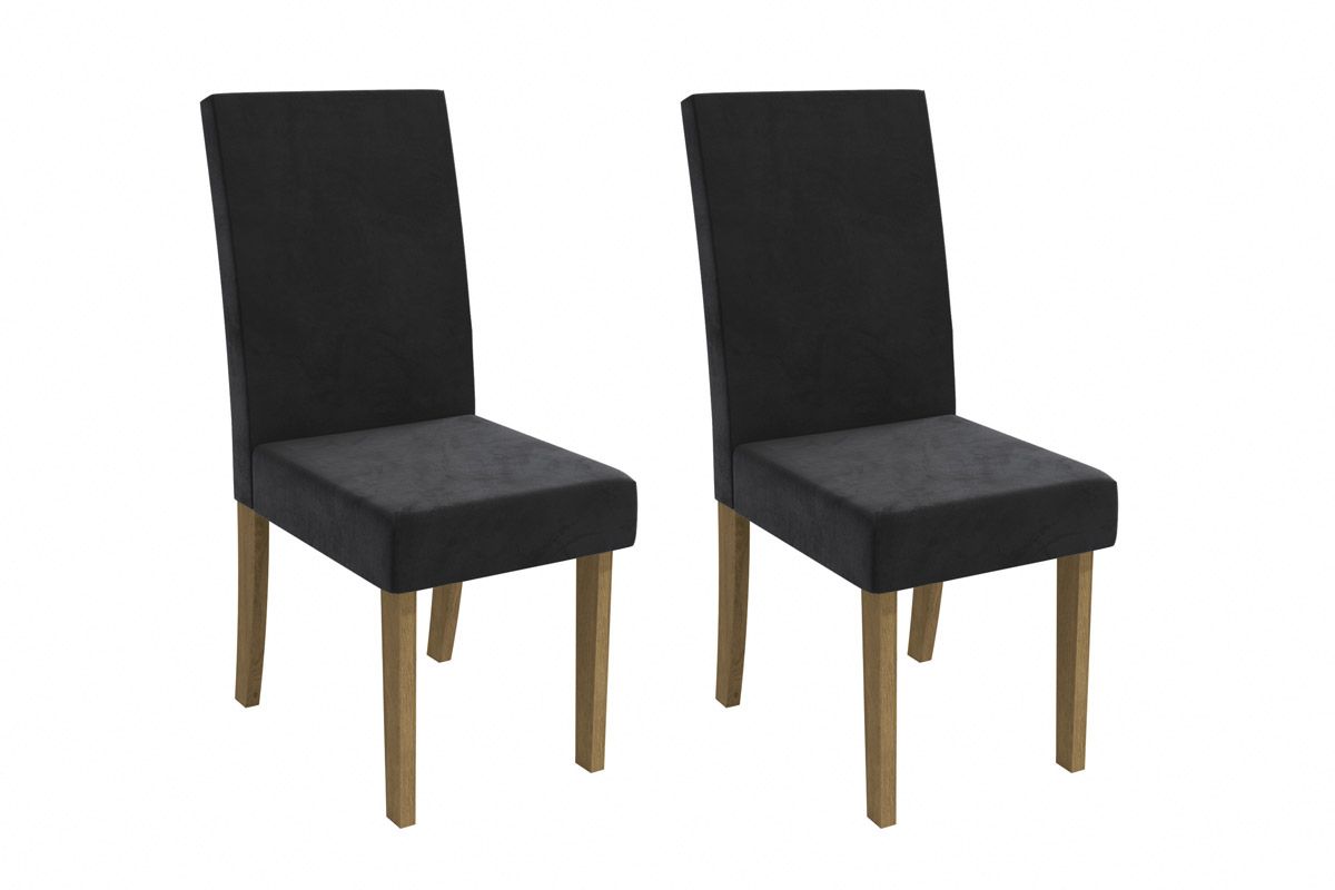 Cadeira Jantar Dália 2CAD131 Madeirado Kit 2 Un KappesbergCanela/Suede Preto