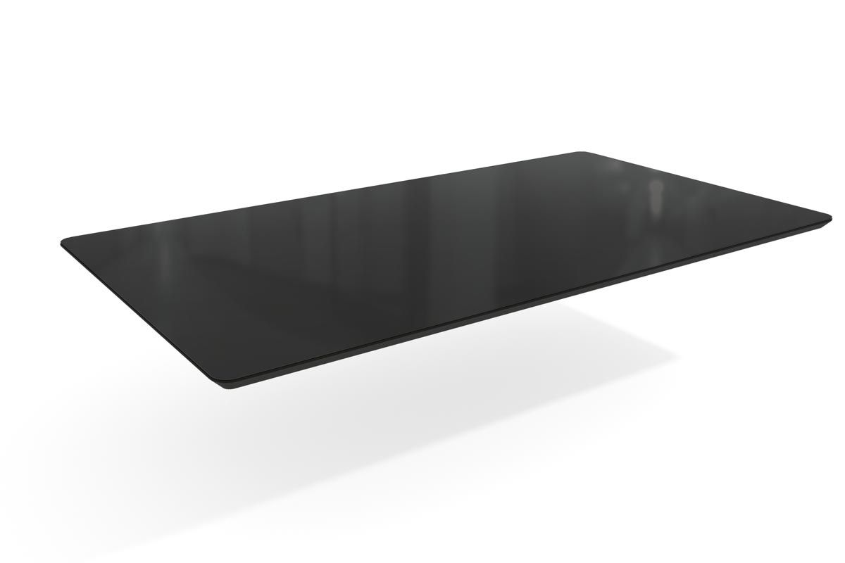 Tampo Mesa MDF/Vidro TA26 Crome 160cm KappesbergPreto/Preto Tampo Mesa MDF/Vidro TA26 Crome 160cm KappesbergPreto/Preto