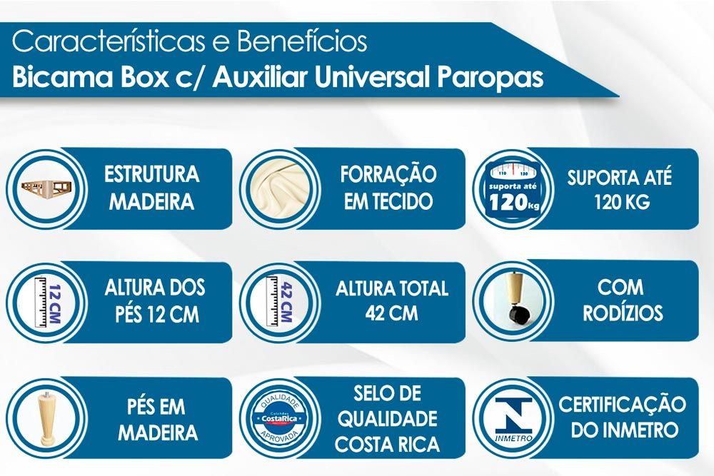 Cama Box c/Auxiliar Paropas Sommier White Cama Box c/Auxiliar Paropas Sommier White