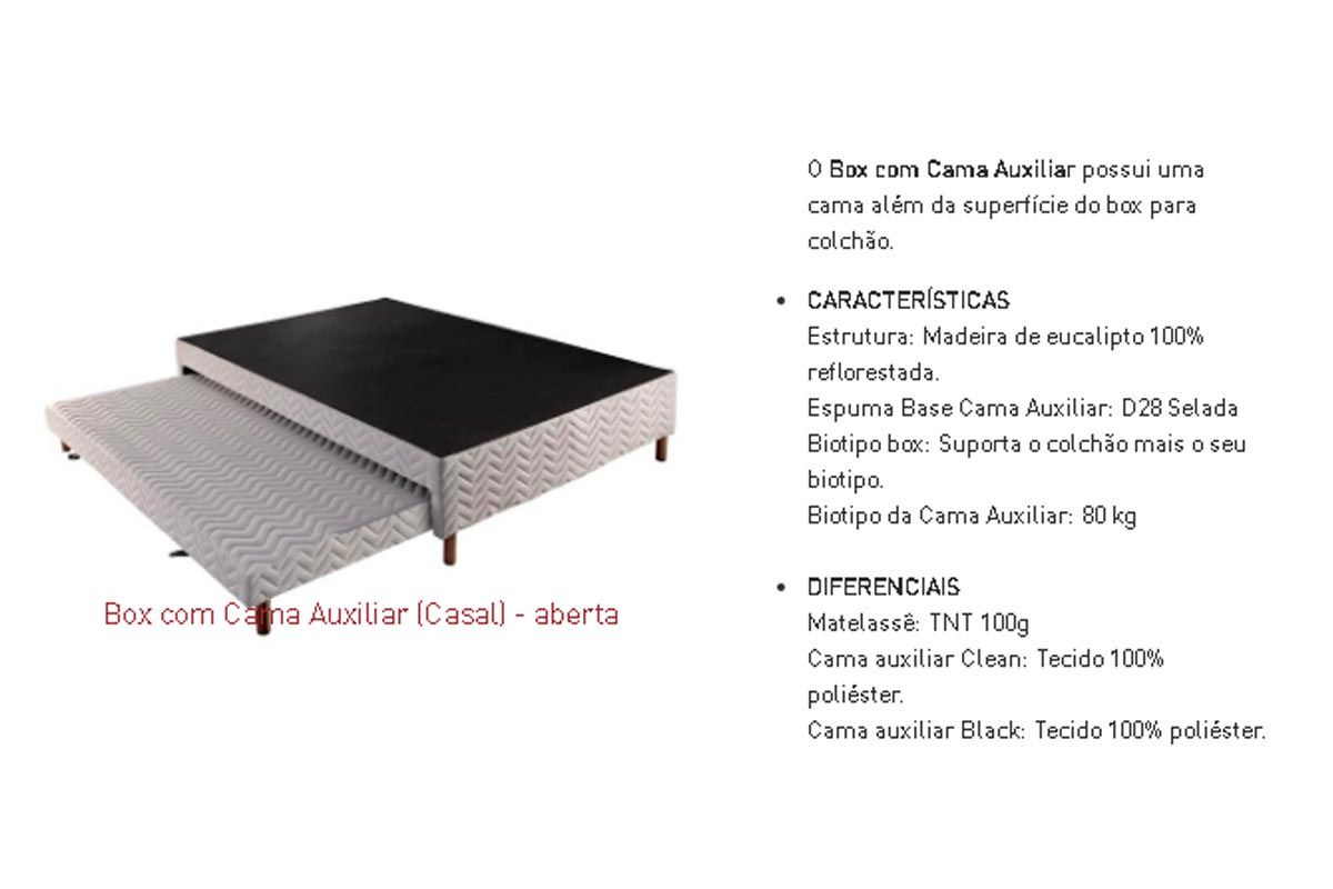 Cama Box c/Auxiliar Paropas Sommier White Cama Box c/Auxiliar Paropas Sommier White