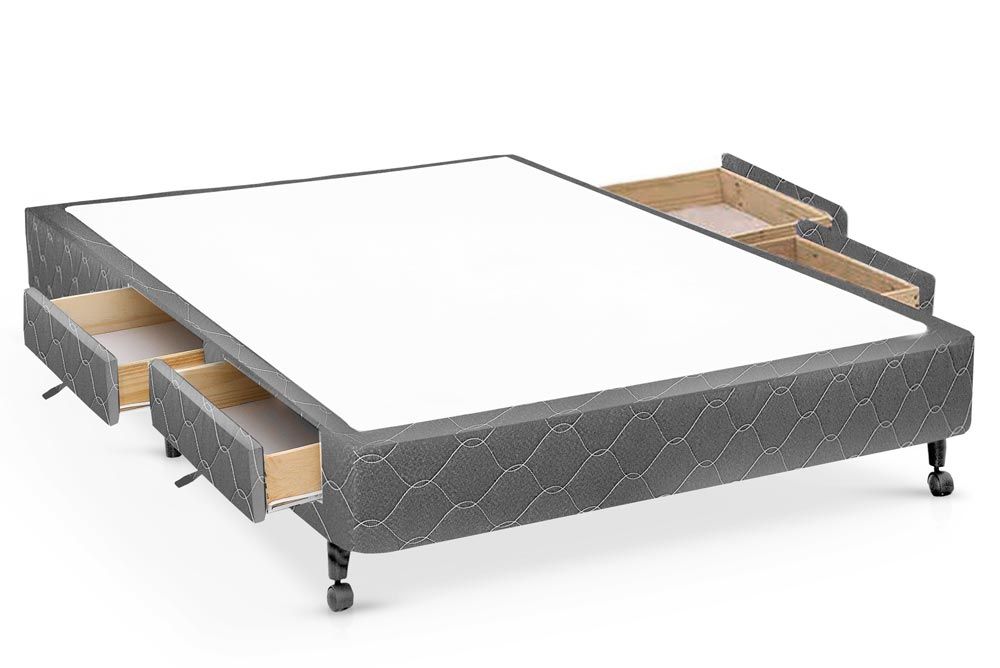 Cama Box Castor Poli Gray4 Gavetas Viúva - 128x188x27 Cama Box Castor Poli Gray4 Gavetas Viúva - 128x188x27