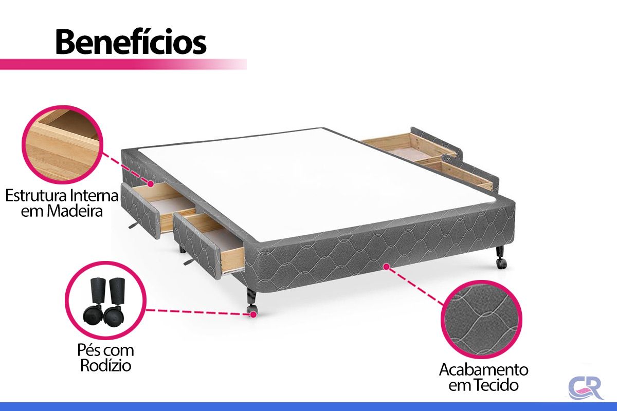 Cama Box Castor Poli Gray Cama Box Castor Poli Gray