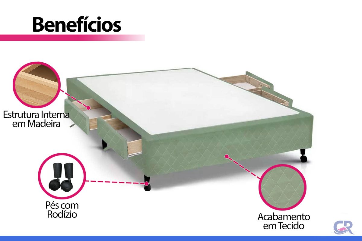 Cama Box Castor Poli Green