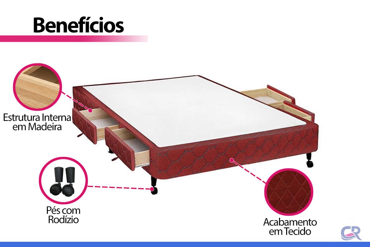 Cama Box Castor Poli Wine Cama Box Castor Poli Wine