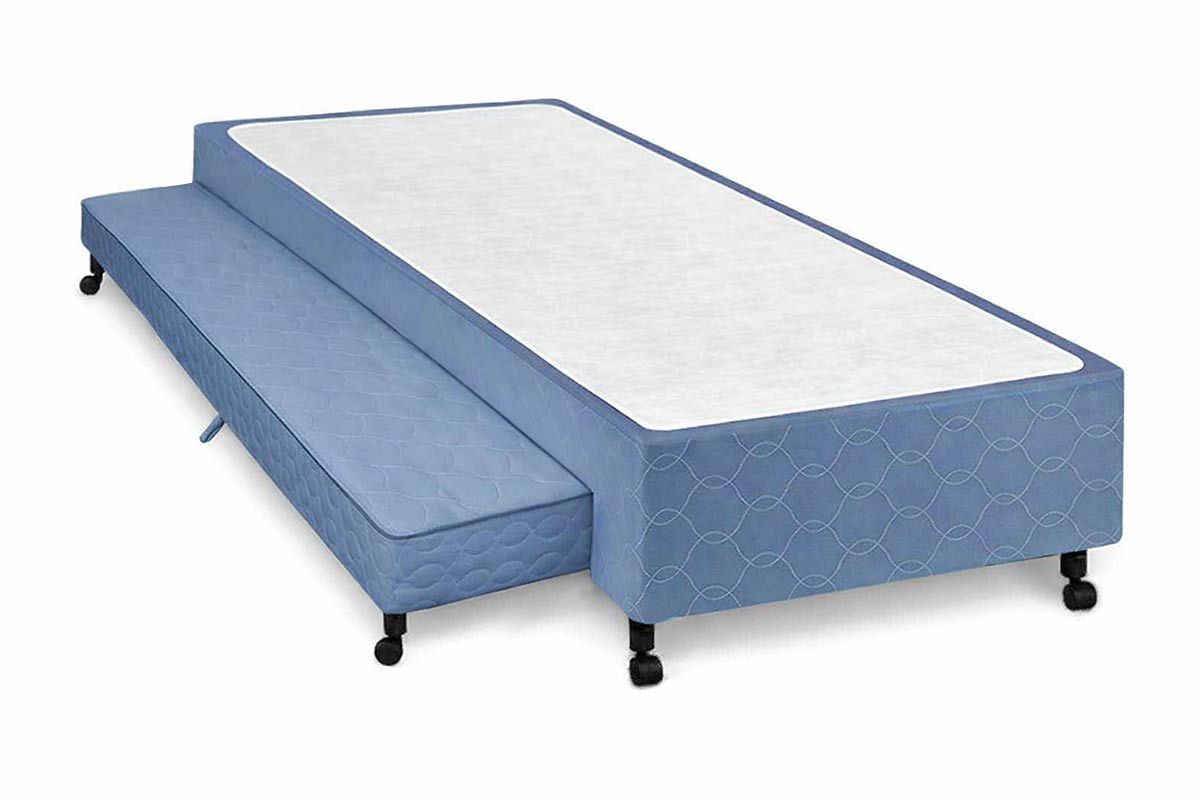 Cama Box c/Auxiliar Castor Tecido BlueSolteirão - 96x203x27 Cama Box c/Auxiliar Castor Tecido BlueSolteirão - 96x203x27