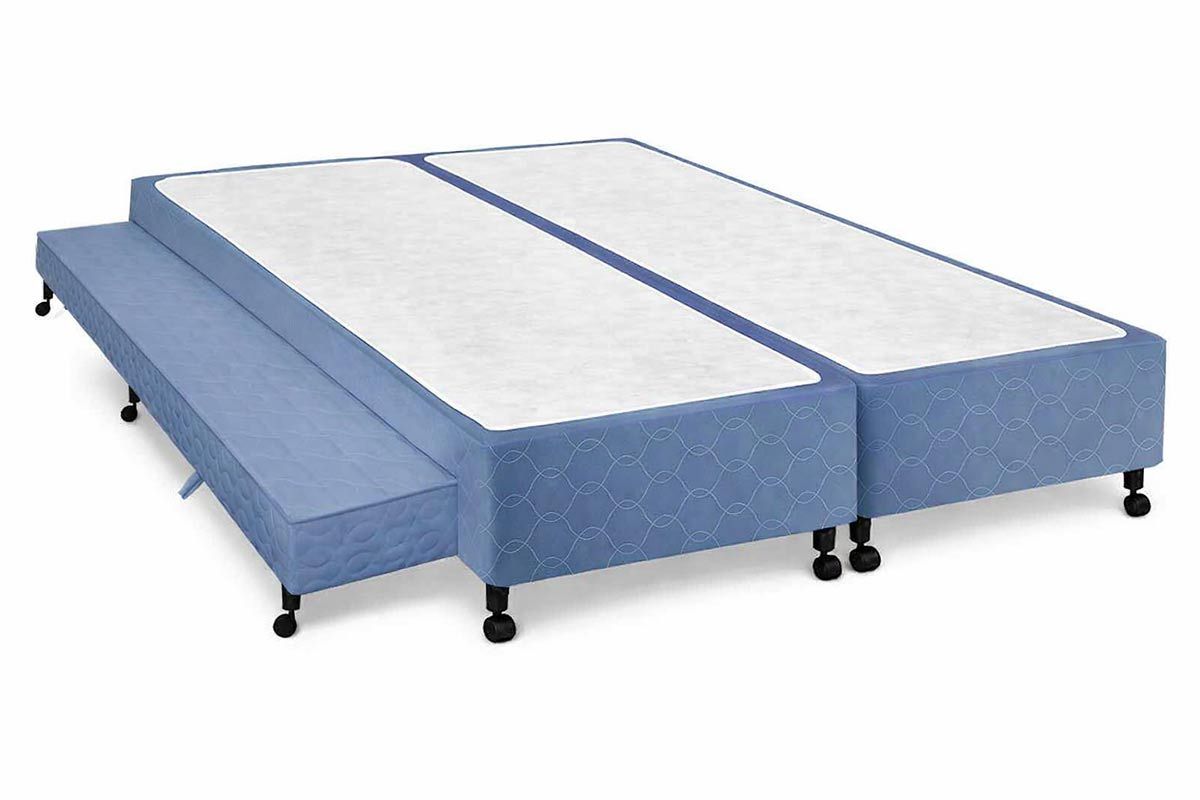 Cama Box c/Auxiliar Castor Tecido BlueQueen - 158x198x27 (2 uni 79X198) Cama Box c/Auxiliar Castor Tecido BlueQueen - 158x198x27 (2 uni 79X198)
