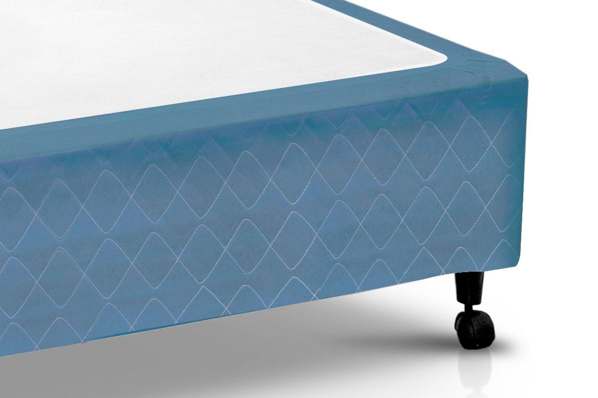 Cama Box c/Auxiliar Castor Tecido Blue Cama Box c/Auxiliar Castor Tecido Blue
