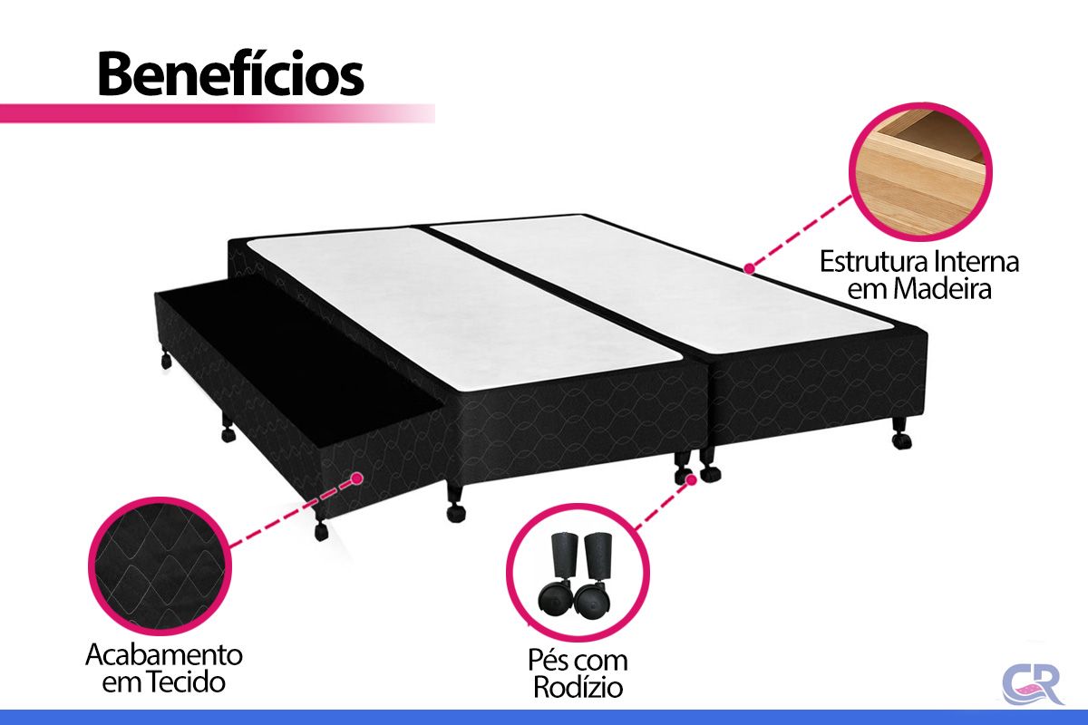 Cama Box c/Auxiliar Castor Tecido Black