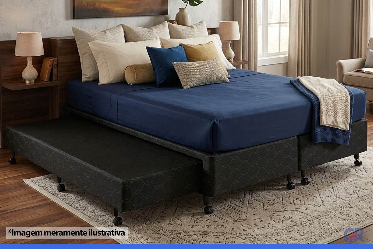 Cama Box c/Auxiliar Castor Tecido Black