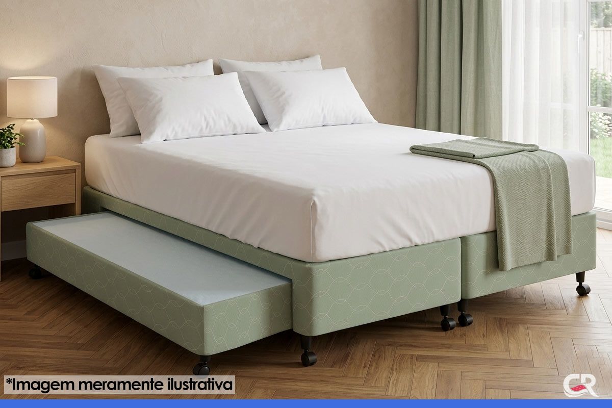 Cama Box c/Auxiliar Castor Tecido Green