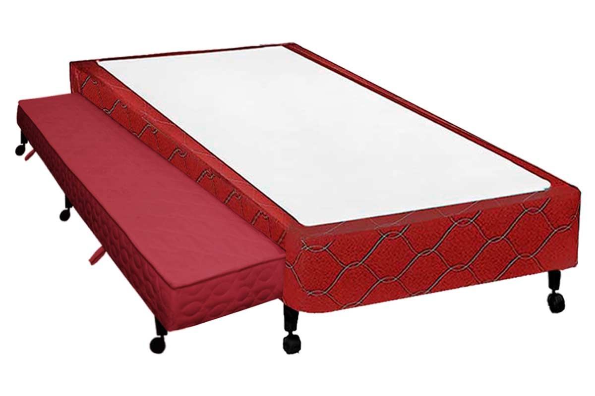 Cama Box c/Auxiliar Castor Tecido WineEspecial - 69x188x27