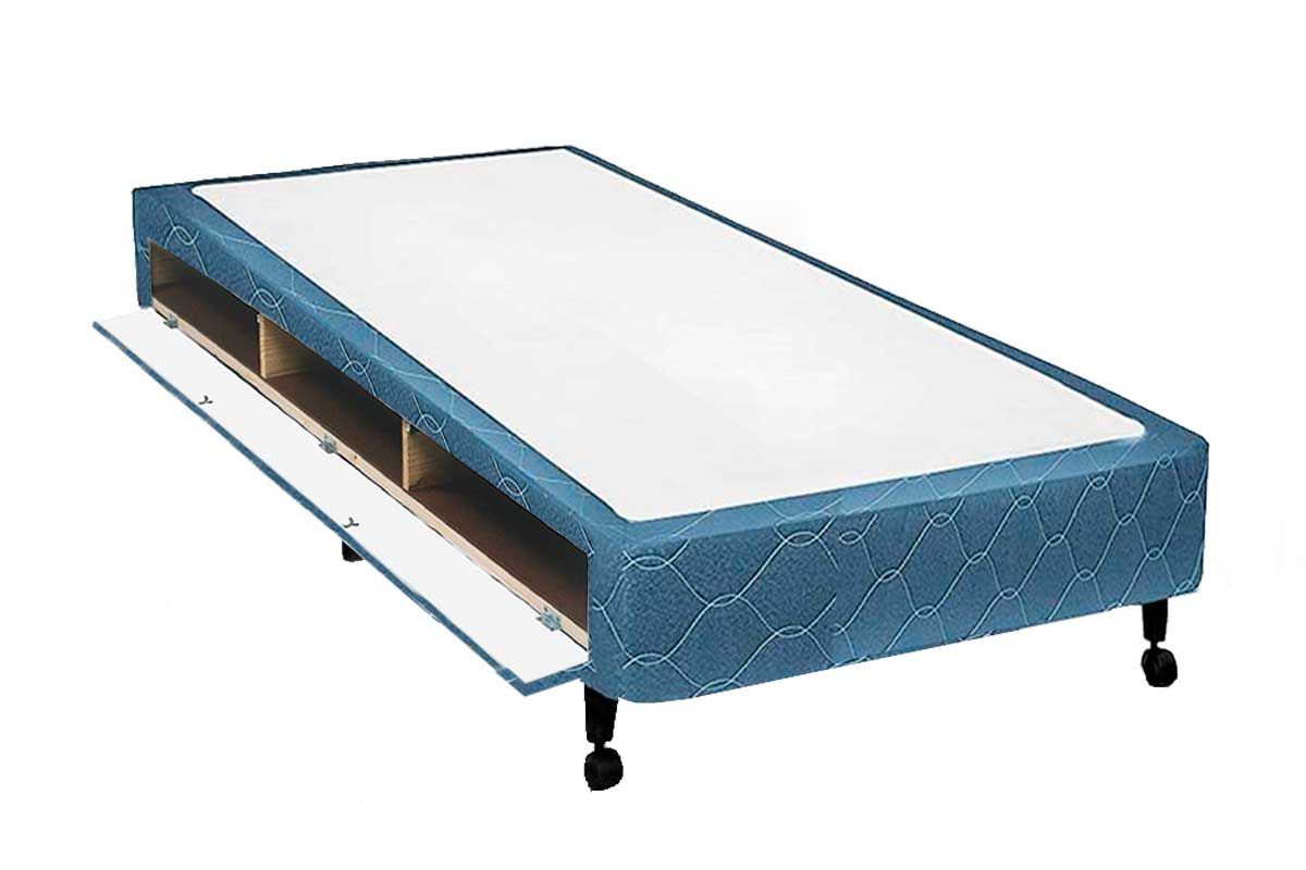 Cama Box Closet Castor Poli Tecido BlueSolteiro - 78x188x27 Cama Box Closet Castor Poli Tecido BlueSolteiro - 78x188x27