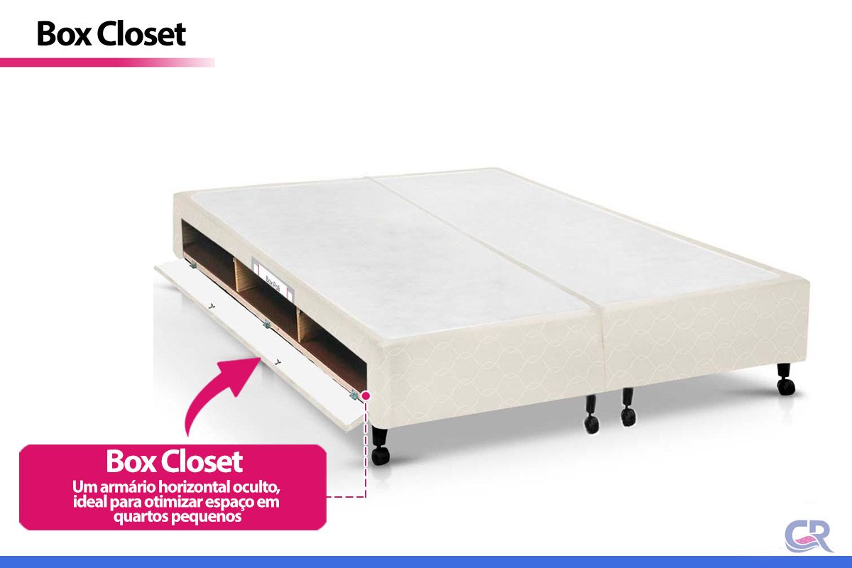 Cama Box Closet Castor Poli Tecido Clean Cama Box Closet Castor Poli Tecido Clean