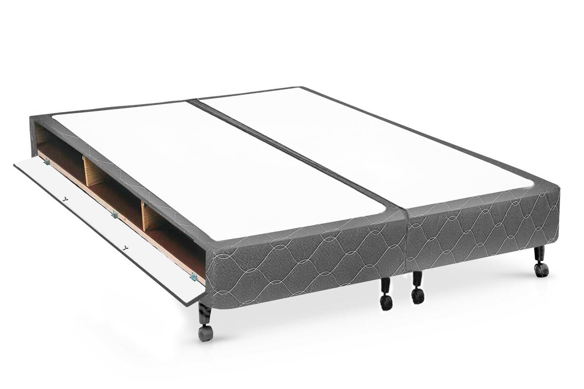 Cama Box Closet Castor Poli Tecido GrayKing - 193x203x27 (2 uni 96X203)