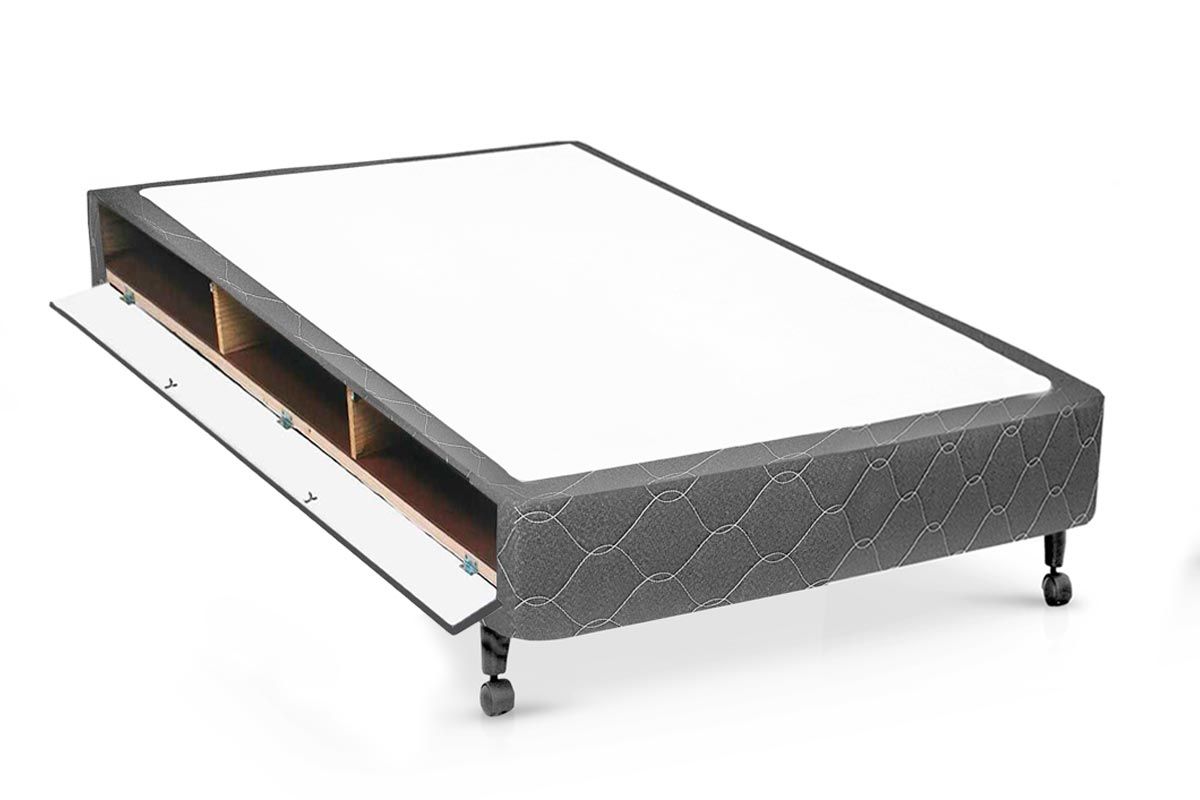 Cama Box Closet Castor Poli Tecido GraySolteiro - 88x188x27