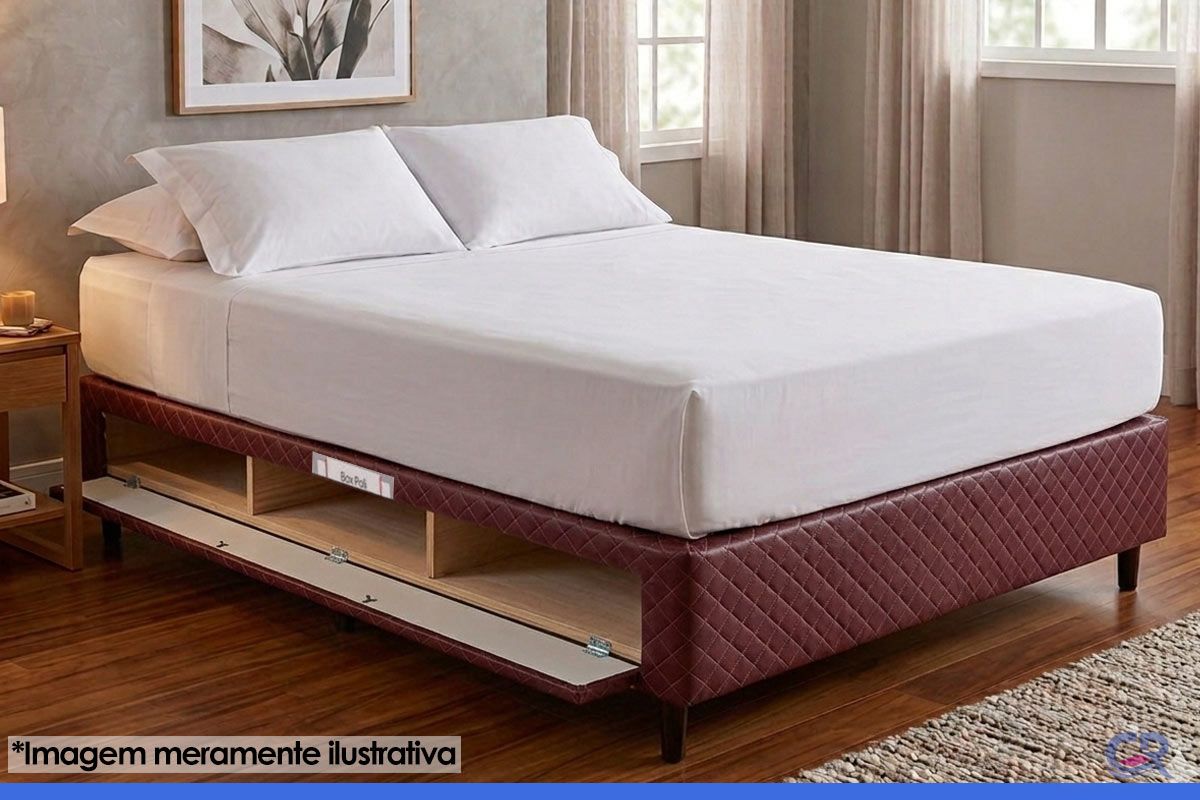 Cama Box Closet Castor Poli Tecido Brown Cama Box Closet Castor Poli Tecido Brown