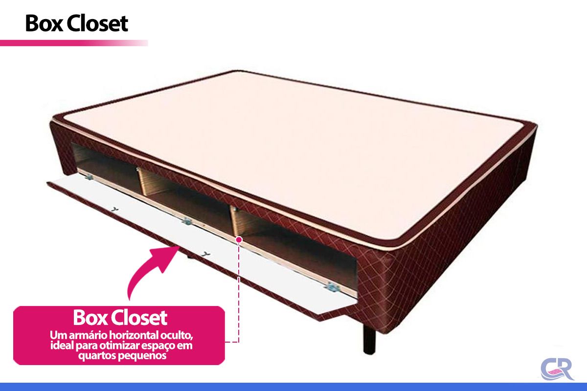 Cama Box Closet Castor Poli Tecido Brown Cama Box Closet Castor Poli Tecido Brown