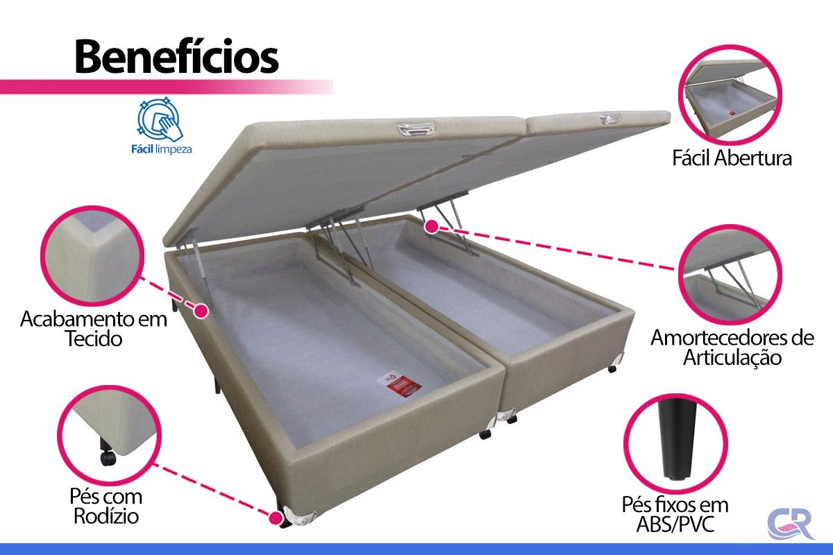 Cama Box Baú Castor Linho Clean