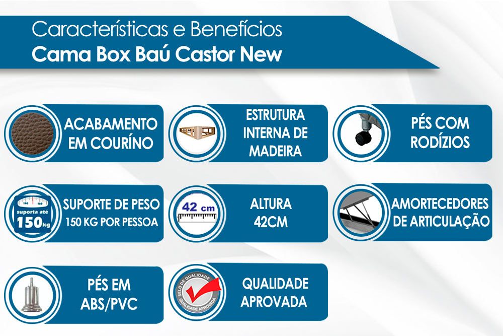 Cama Box Baú Courano Black New - Castor