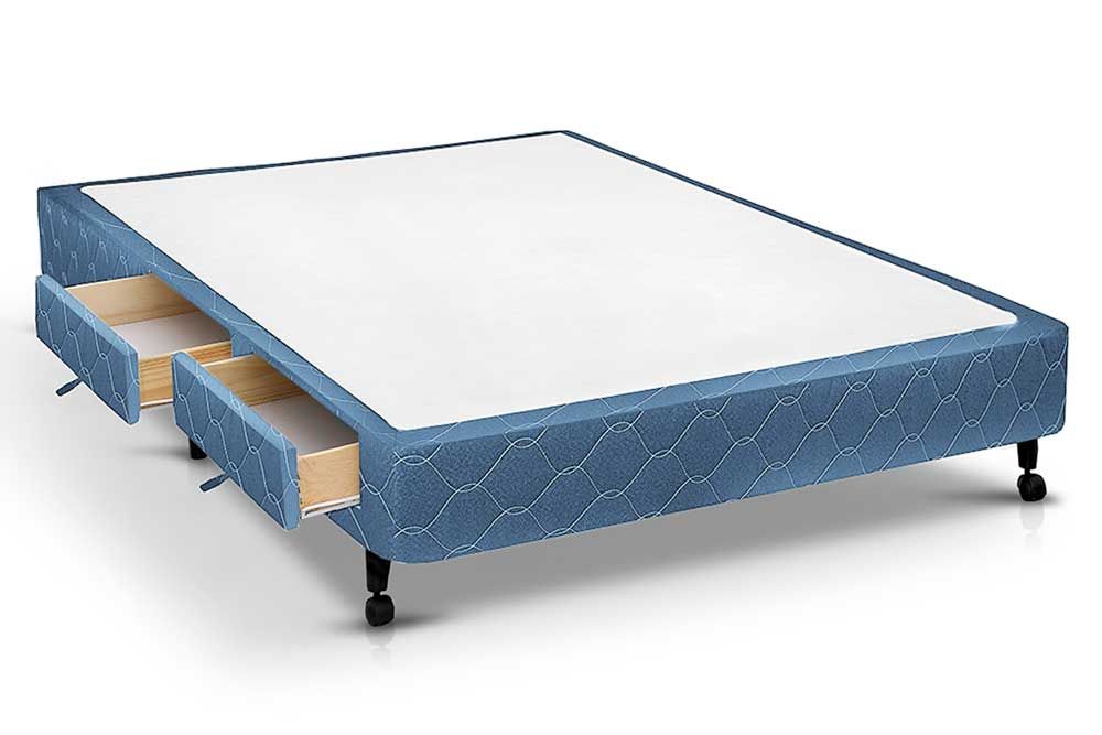 Cama Box Castor Poli Blue2 Gavetas Casal - 138x188x27 Cama Box Castor Poli Blue2 Gavetas Casal - 138x188x27