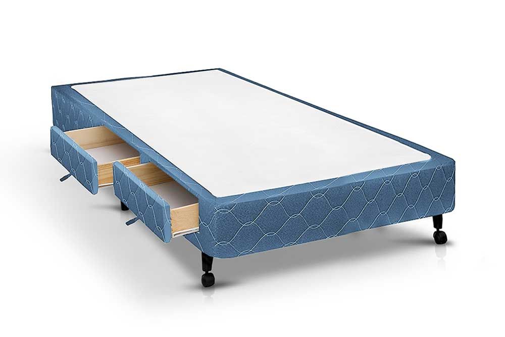 Cama Box Castor Poli Blue2 Gavetas Solteiro - 88x188x27 Cama Box Castor Poli Blue2 Gavetas Solteiro - 88x188x27