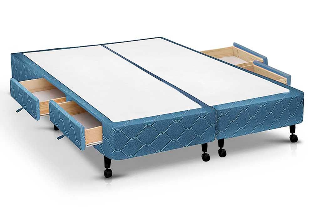 Cama Box Castor Poli Blue4 Gavetas King - 193x203x27 (2 uni 96X203) Cama Box Castor Poli Blue4 Gavetas King - 193x203x27 (2 uni 96X203)